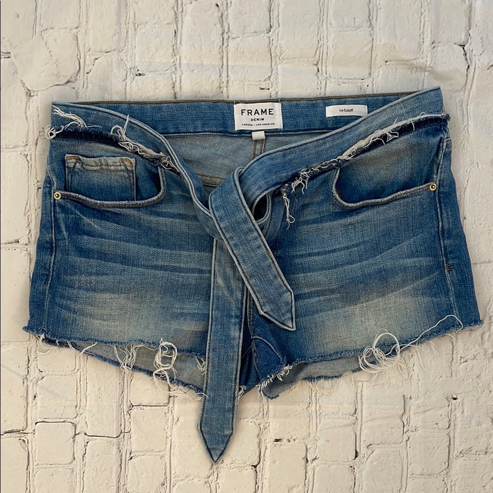 Frame Distressed Denim Shorts